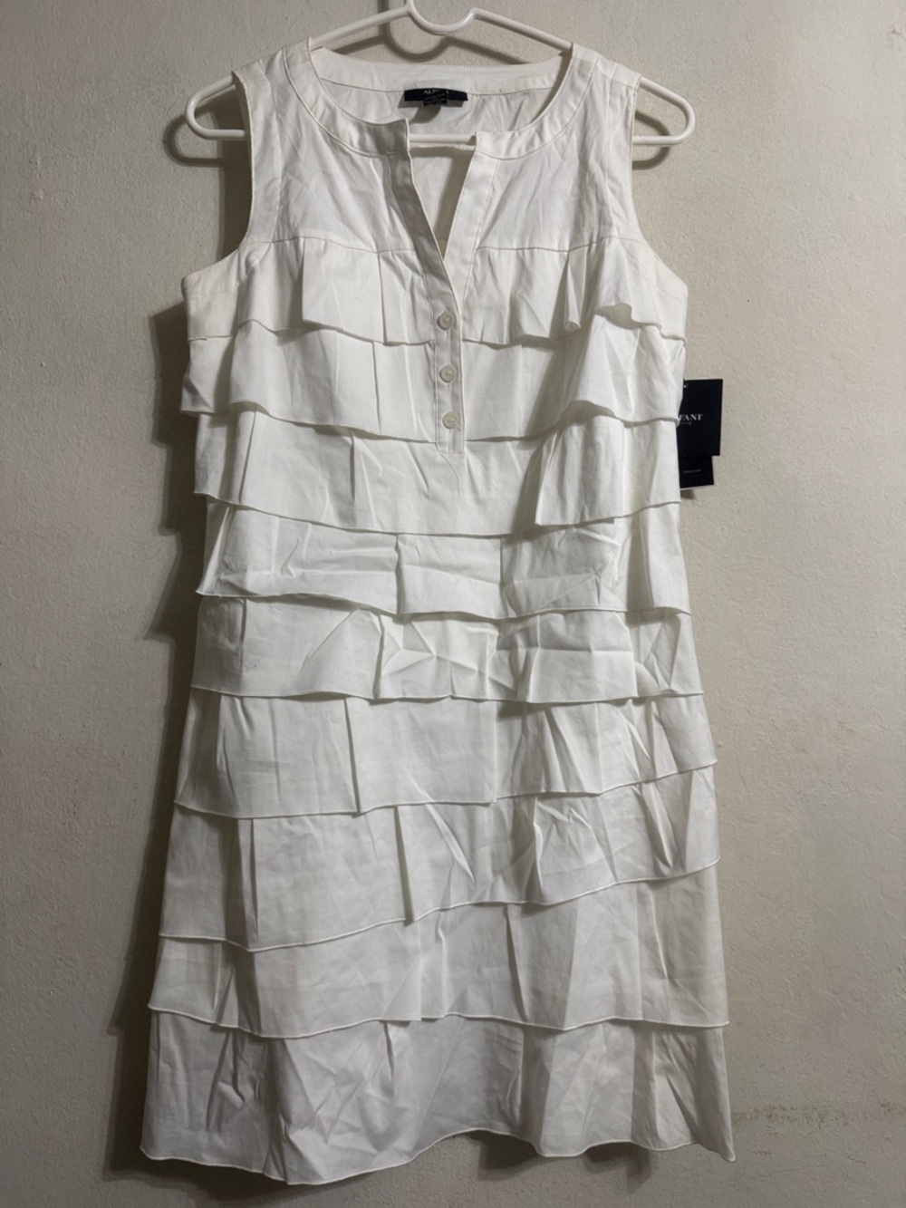 ALFANI White Tiered Ruffle Sleeveless Dress - Classic Summer Style SIZE 6P NWT